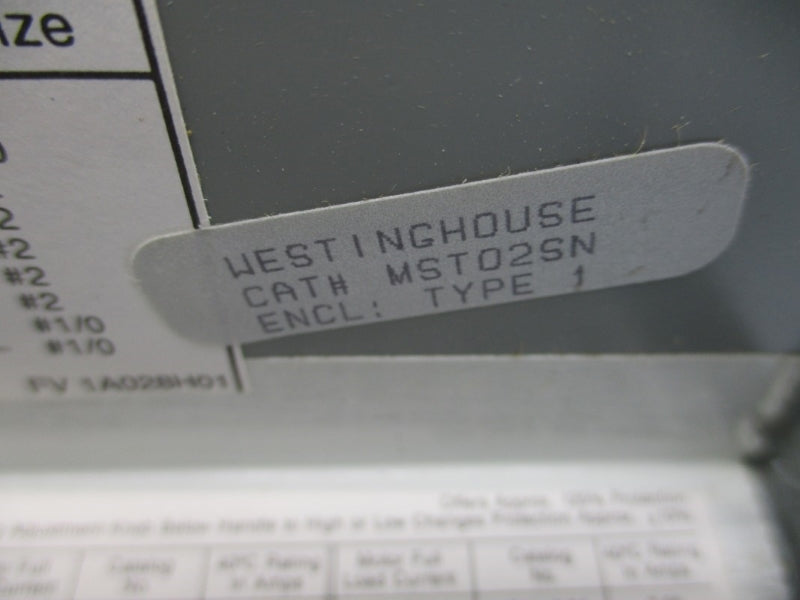 WESTINGHOUSE MST02SN NSMP