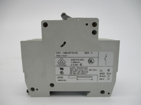 ALLEN BRADLEY 1492-SP1B150 SER. C 240/415VAC 15A (PKG OF 2) NSMP