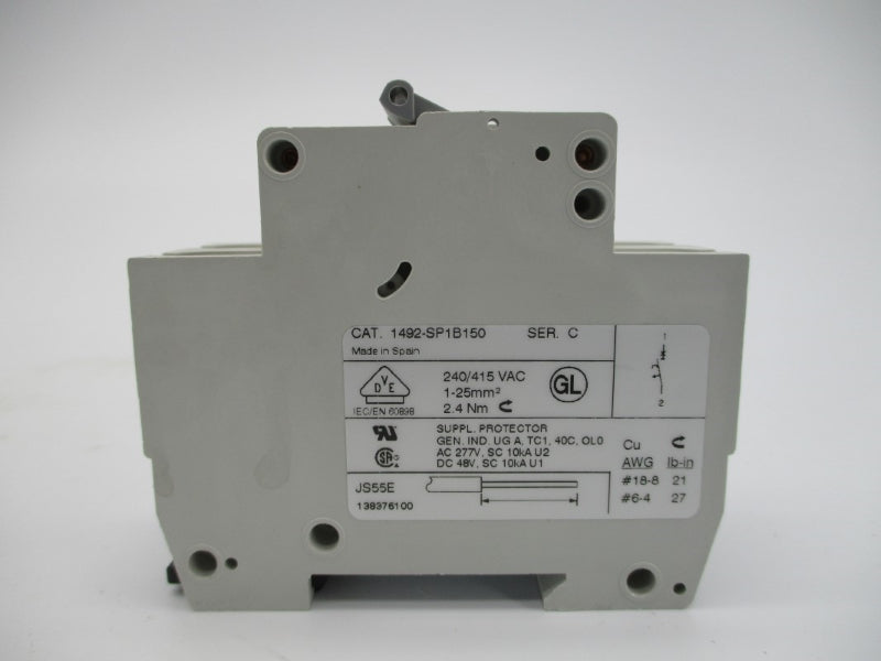 ALLEN BRADLEY 1492-SP1B150 SER. C 240/415VAC 15A (PKG OF 2) NSMP