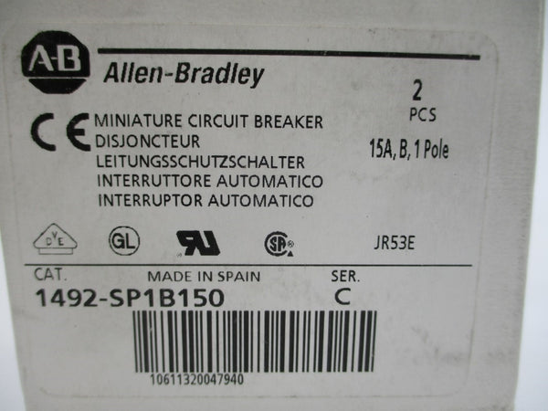ALLEN BRADLEY 1492-SP1B150 SER. C 240/415VAC 15A (PKG OF 2) NSMP