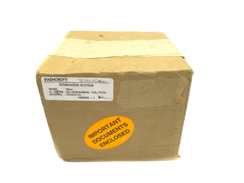 ASHCROFT GPDN4GGV25XCZY53A 125/250/480VAC 15A 100PSI NSFS
