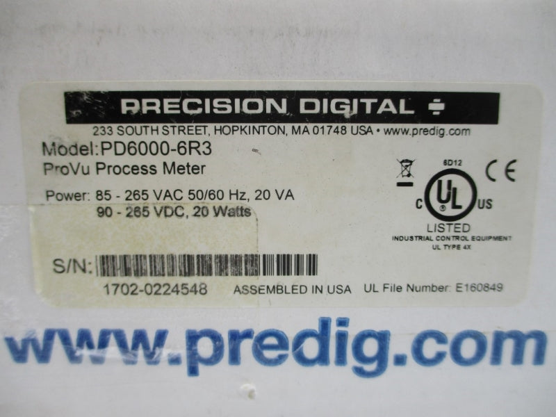 PRECISION DIGITAL PD6000-6R3 85-265VAC NSMP