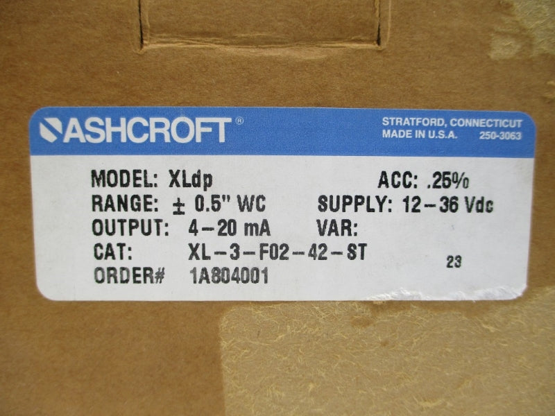 ASHCROFT XL-3-F02-42-ST XLDP 12-36VDC 0.5"WC NSMP