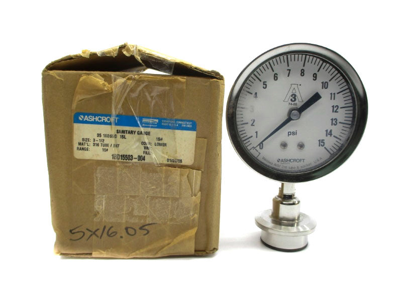ASHCROFT 351036SD15L15# 15PSI 3-1/2" NSMP