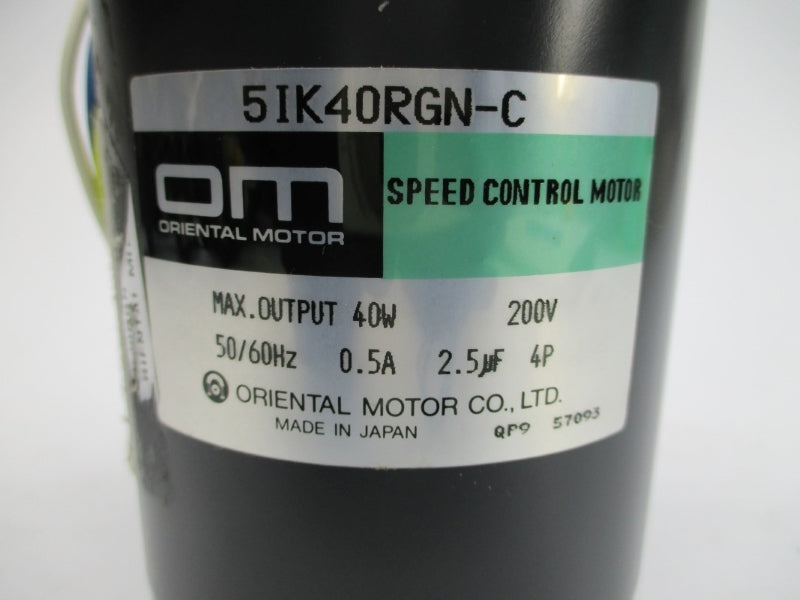 ORIENTAL MOTOR 5IK40RGN-C 200V 0.5A NSNP