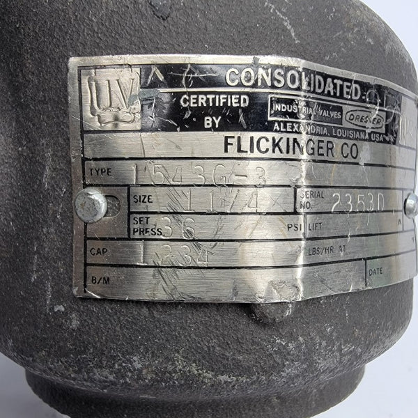 CONSOLIDATED DRESSER FLOW CONTROL 1543G-3 36PSI 1-1/4" NSNP