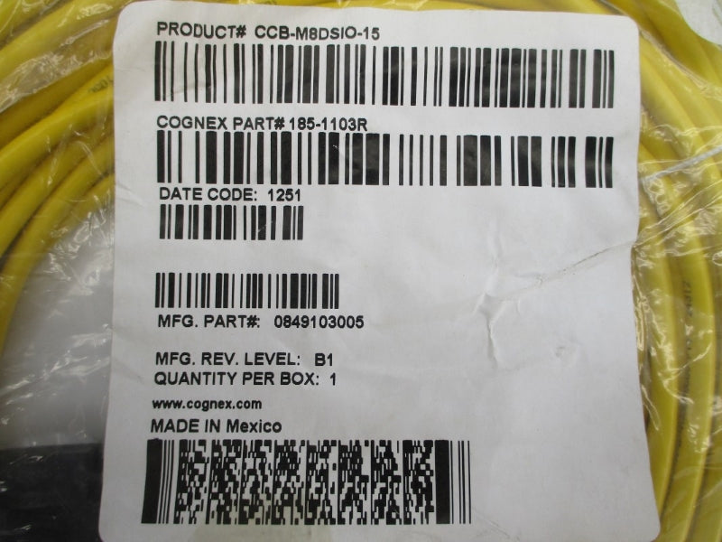 COGNEX 185-1103R CCB-M8DSIO-15 60VAC 2A NSMP