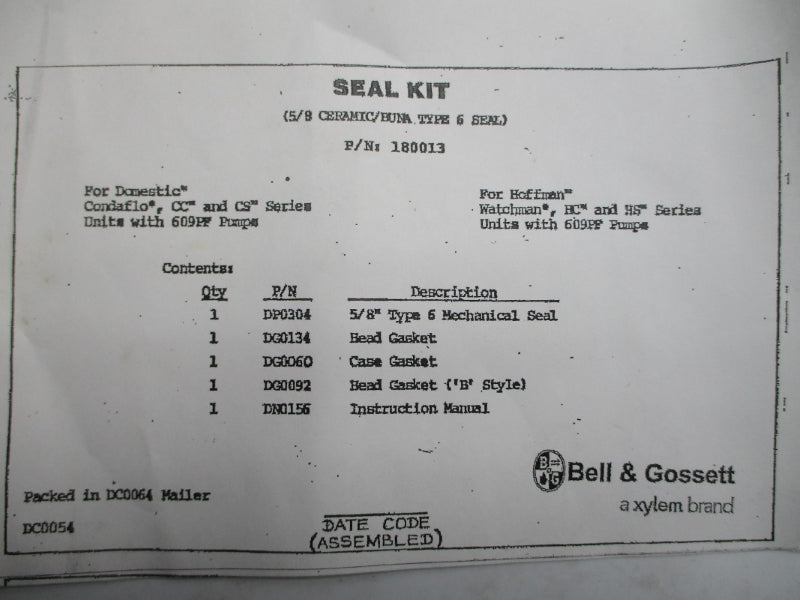 BELL & GOSSETT W80013 NSMP