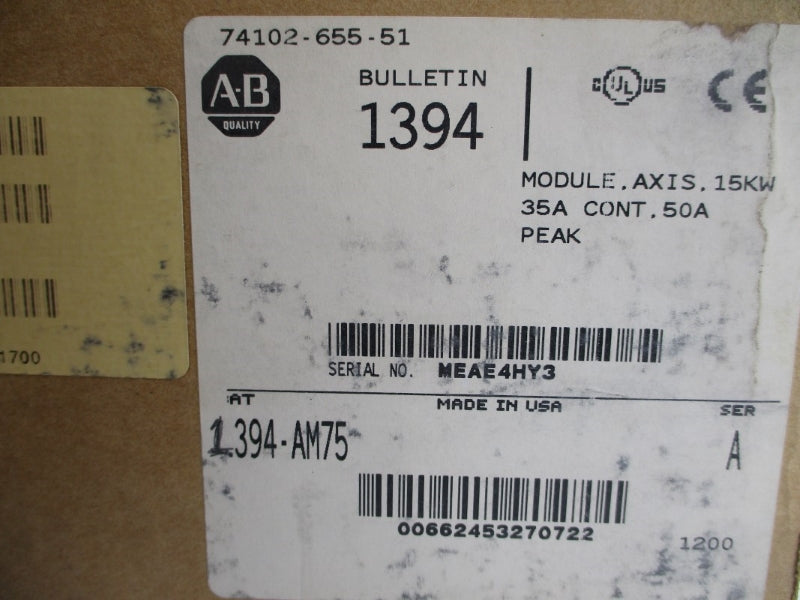 ALLEN BRADLEY 1394-AM75 SER. A 530/680VDC 37.3A NSMP