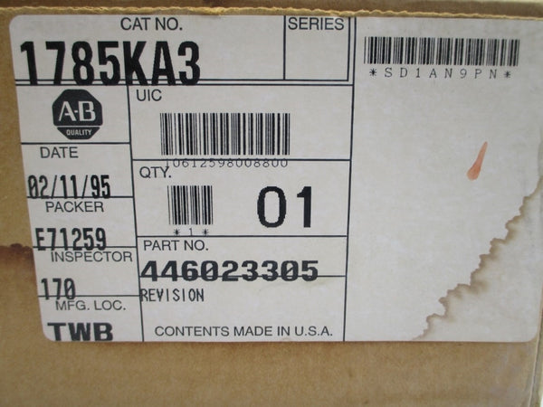 ALLEN BRADLEY 1785-KA3 SER. A F/W D 5VDC 1.2A NSMP