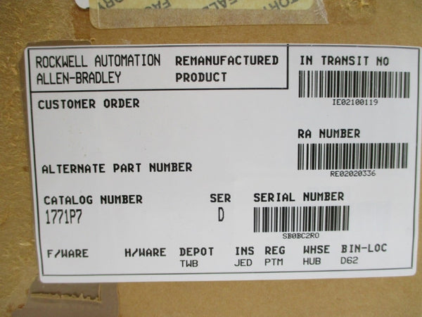 ALLEN BRADLEY 1771-P7 SER. D 120/220VAC 2.00/1.30A REMAN