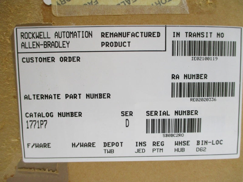 ALLEN BRADLEY 1771-P7 SER. D 120/220VAC 2.00/1.30A REMAN