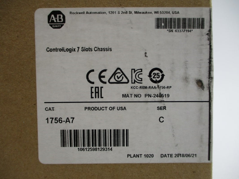 ALLEN BRADLEY 1756-A7 SER. C DATE: 2018 NSFS