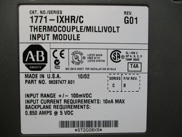 ALLEN BRADLEY 1771-IXHR SER. C F/W B 5VDC 0.850A NSMP
