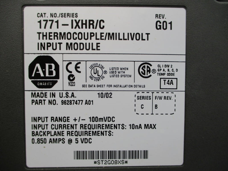 ALLEN BRADLEY 1771-IXHR SER. C F/W B 5VDC 0.850A NSMP