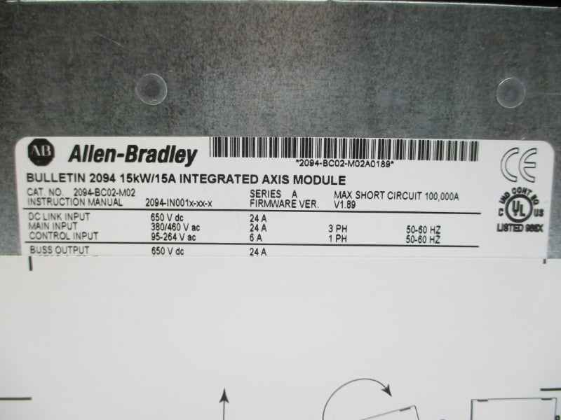 ALLEN BRADLEY 2094-BC02-M02 SER. A F/W V1.89 650VDC 24A NSMP