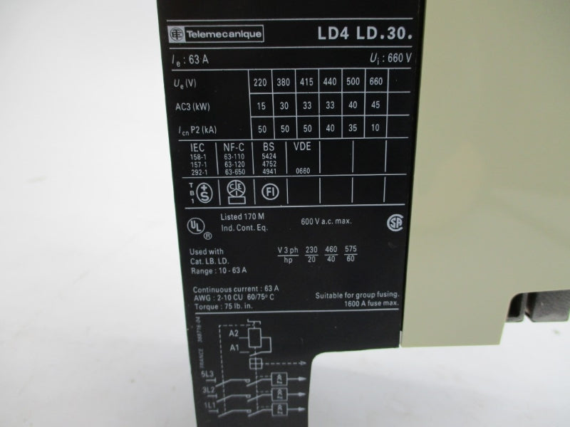 TELEMECANIQUE LD4LD030FC 110-115/120V 10-63A NSMP