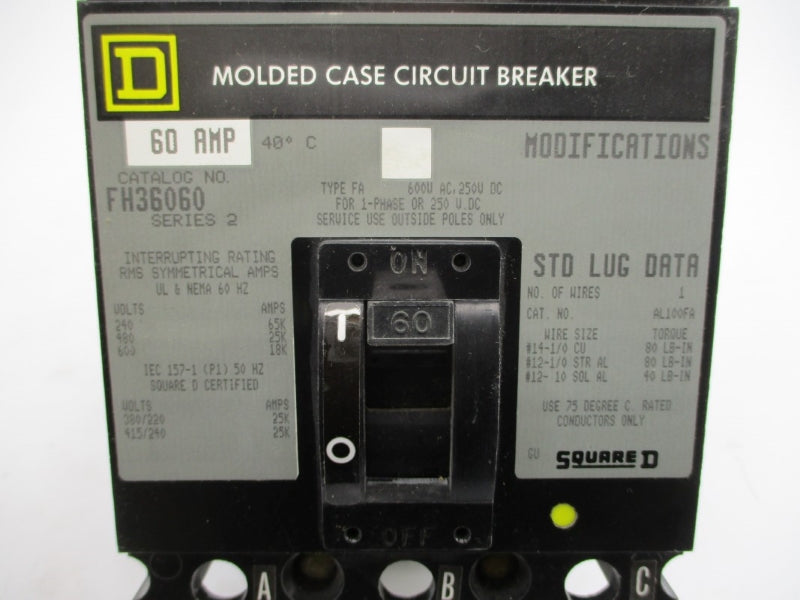 SQUARE D FH36060 SER. 2 250VDC 60A NSMP