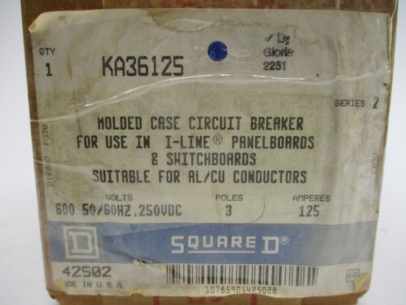 SQUARE D KA36125 SER. 2 600VAC 125A NSMP