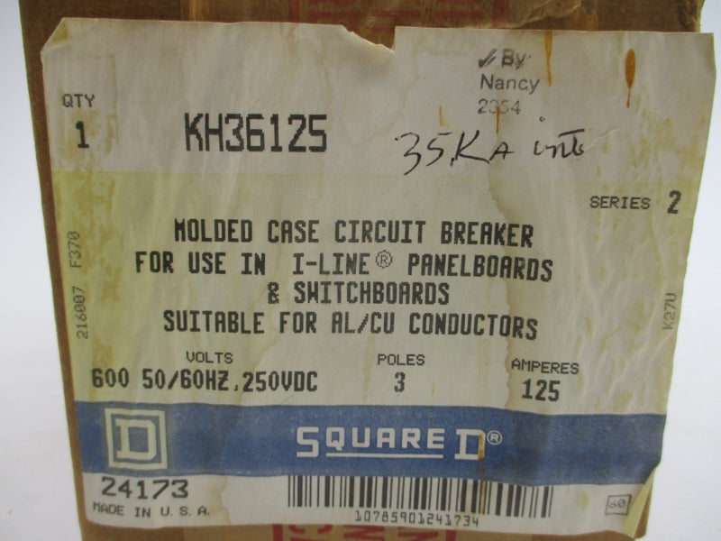 SQUARE D KH36125 SER. 2 600VAC 125A NSFS