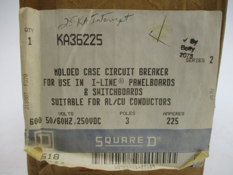 SQUARE D KA36225 SER. 2 600VAC 225A NSMP
