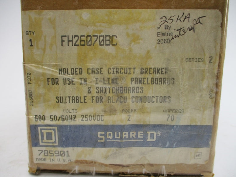 SQUARE D FH26070BC SER. 2 600VAC 70A NSMP