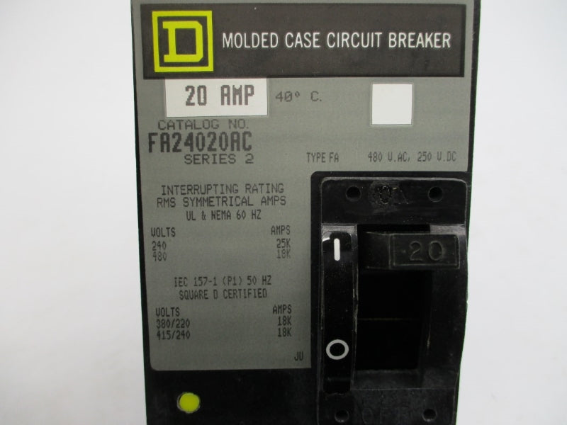 SQUARE D FA24020AC SER. 2 480VAC 20A NSMP