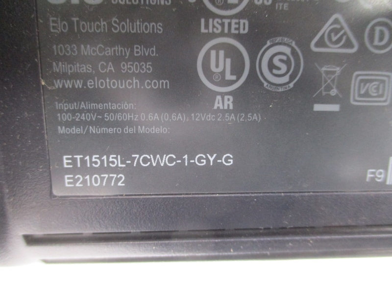 ELO ET1515L-7CWC-1-GY-G E210772 100-240V 2.5A NSMP