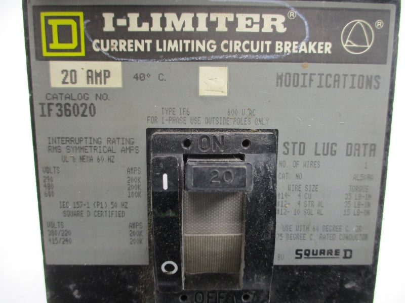 SQUARE D IF36020 600VAC 20A UNMP
