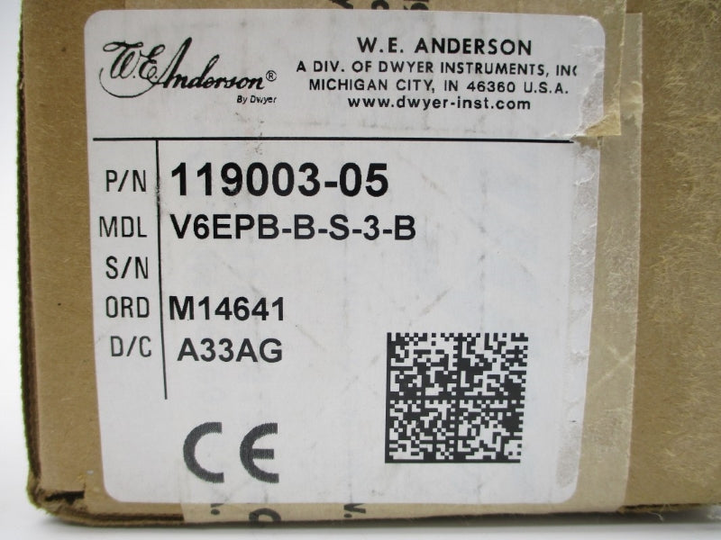 W.E. ANDERSON 119003-05 V6EPB-B-S-3-B 125/250VAC 5A NSMP