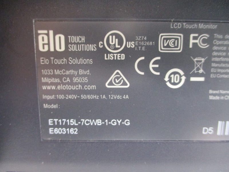 ELO ET1715L-7CWB-1-GY-G E603162 100-240V 4A NSNP
