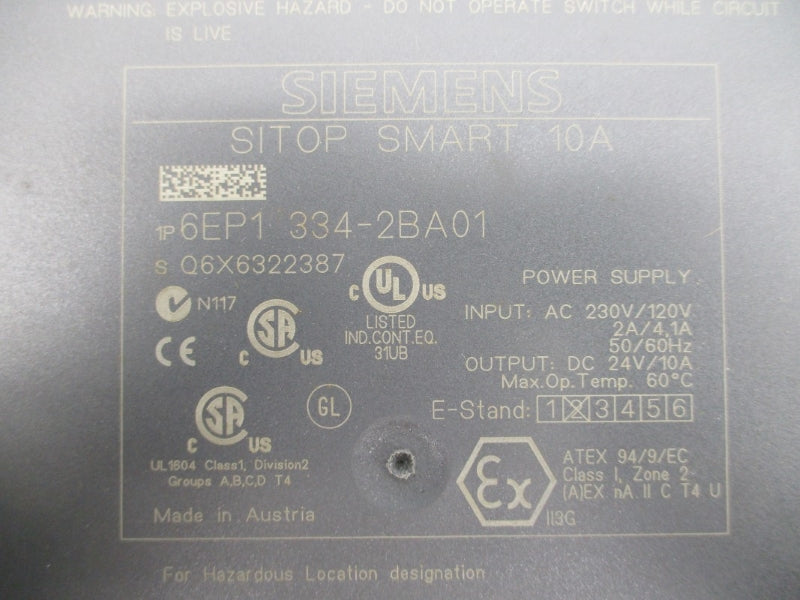 SIEMENS 6EP1334-2BA01 230/120VAC 10A NSMP
