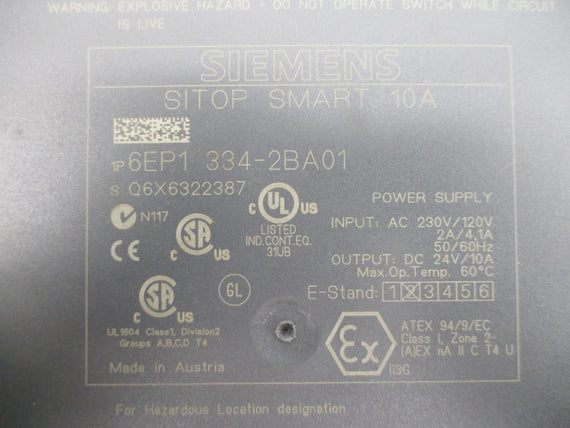 SIEMENS 6EP1334-2BA01 230/120VAC 10A NSMP