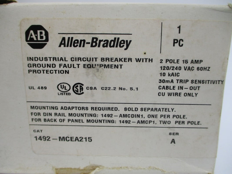 ALLEN BRADLEY 1492-MCEA215 SER. A 120/240VAC 15A NSMP