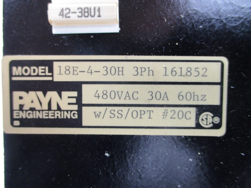 PAYNE ENGINEERING 18E-4-30H 161852 480VAC 30A UNMP