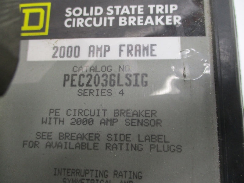 SQUARE D PEC2036LSIG SER. 4 600VAC 2000A NSNP