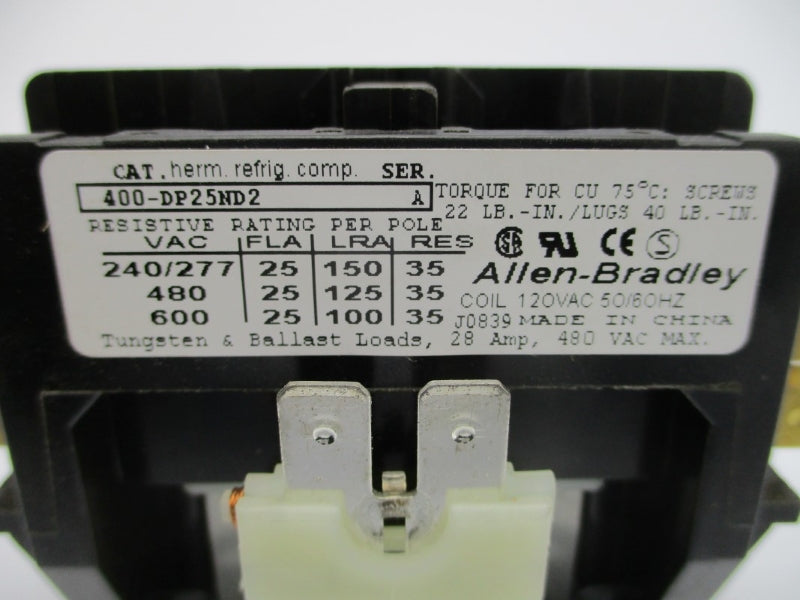 ALLEN BRADLEY 400-DP25ND2 SER. A 120VAC 25A (WH) NSMP