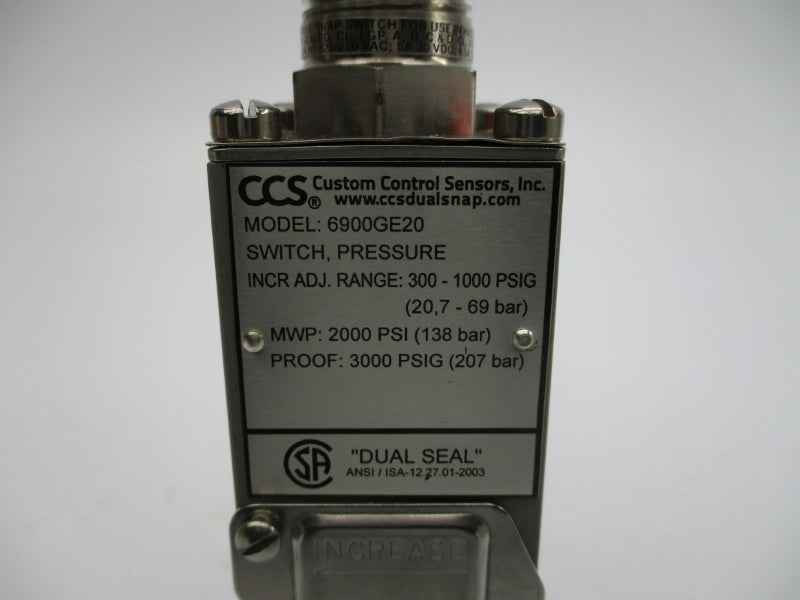 CUSTOM CONTROL SENSORS 6900GE20 300-1000PSI NSMP