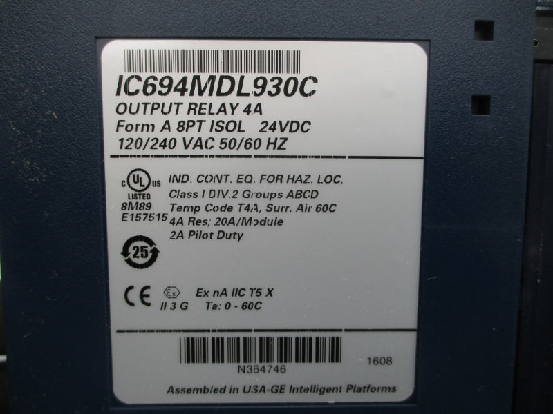 GENERAL ELECTRIC IC694MDL930C 120/240VAC 4A NSMP