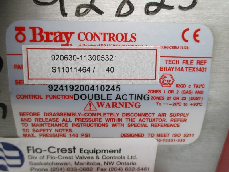 BRAY CONTROLS 920630-11300532 140PSI NSNP
