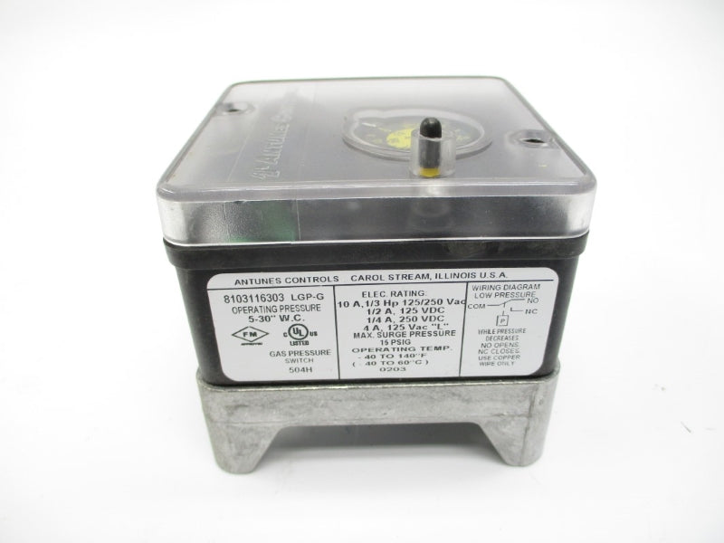ANTUNE CONTROLS 8103116303 LGP-G 125/250VAC 10A 5-30"WC NSNP