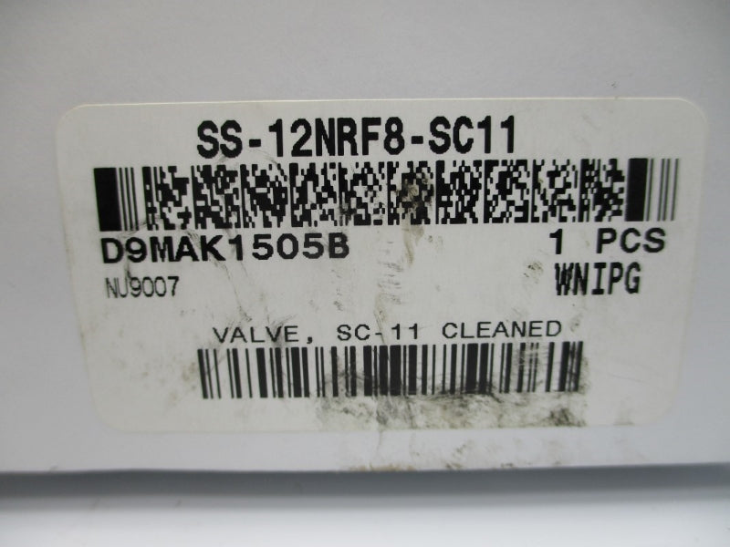 SWAGELOK SS-12NRF8-SC11 6000PSI NSMP