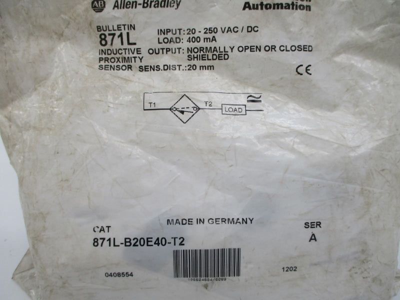 ALLEN BRADLEY 871L-B20E40-T2 SER. A 20-250VAC/DC NSMP