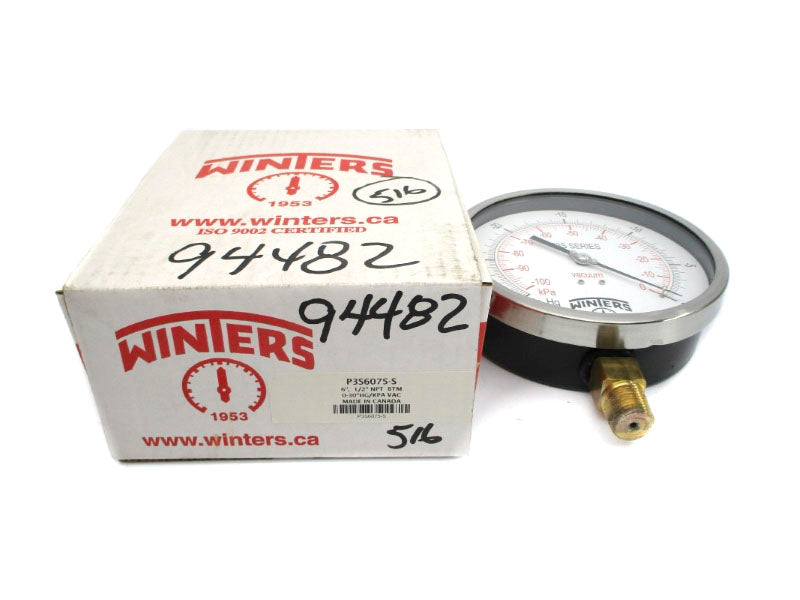 WINTERS P3S6075-S 0-30"HG 6" NSMP