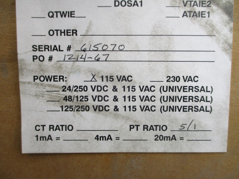 BITRONICS VSAIE1 115VAC NSFS