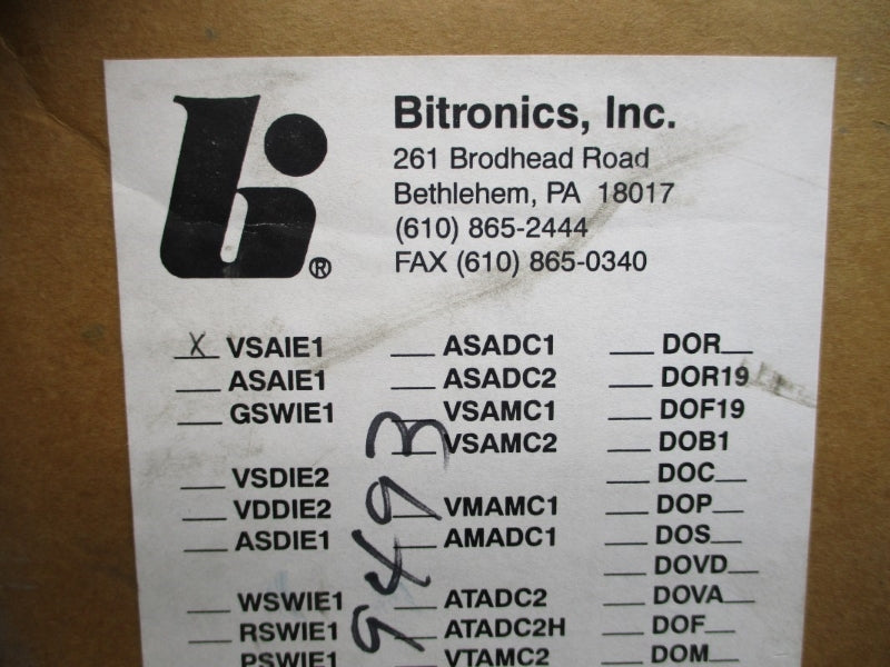 BITRONICS VSAIE1 115VAC NSFS