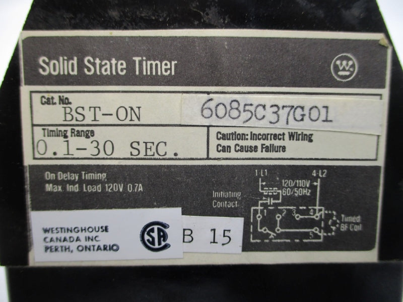WESTINGHOUSE BST-ON 6085C37G01 120V 0.7A 0.1-30S NSNP
