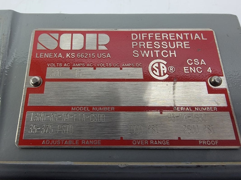 SOR 13RB-K5-N4-F1A-CSBB 300VAC 15A 2500PSI NSNP