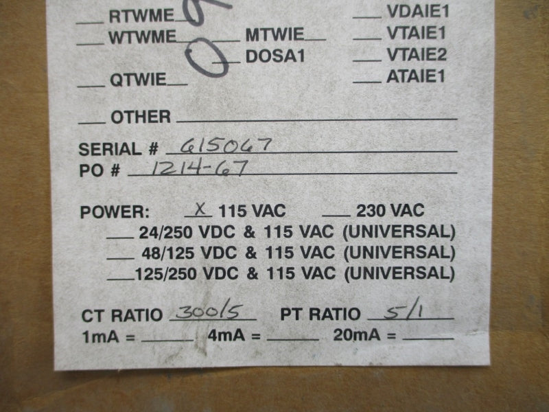 BITRONICS WSWIE1 115VAC NSFS