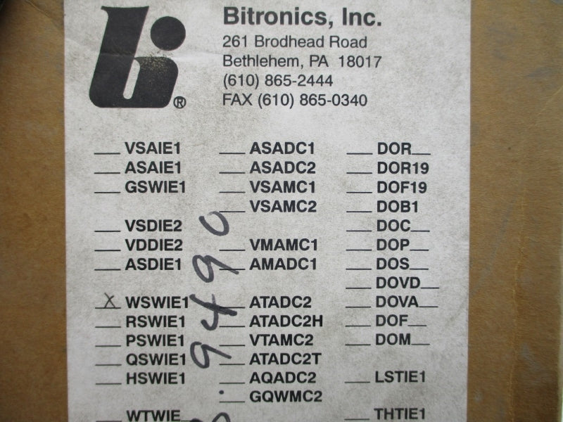 BITRONICS WSWIE1 115VAC NSFS